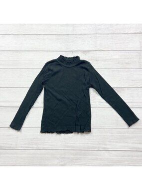 Primark Girls Black Long Sleeve Ribbed Turtleneck Top 7-8